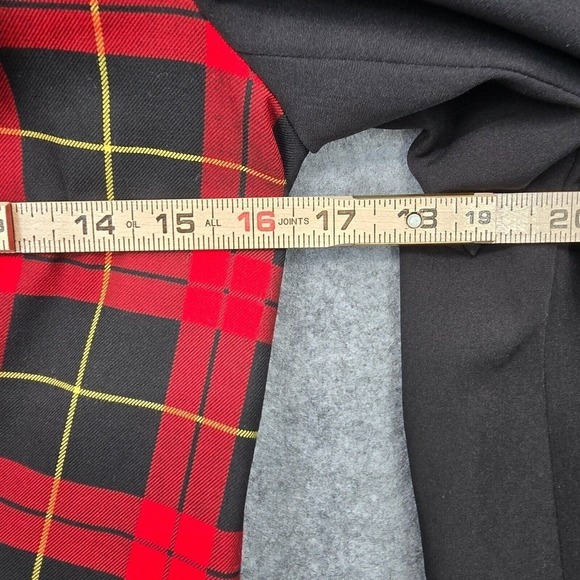 Topshop Red Tartan Plaid Leopard Print Blazer Mixed Pattern Jacket Woman Size 0 - Picture 8 of 12